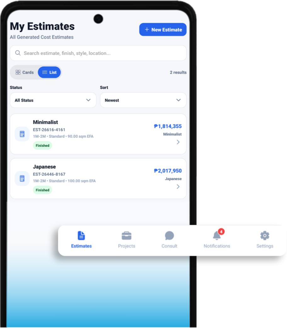 ESTIM mobile application preview